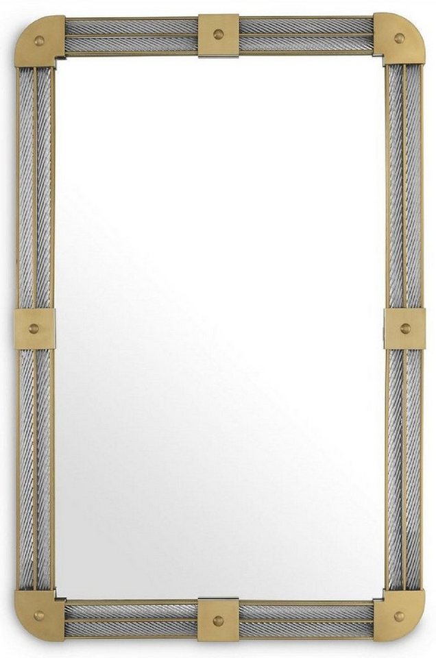 Casa Padrino Wandspiegel Luxus Wandspiegel Antik Messingfarben 80 x 5 x H. 122 cm - Beleuchteter Wohnzimmer Spiegel mit handgefertigtem Glas - Schlafzimmer Spiegel - Garderoben Spiegel - Luxus Möbel von Casa Padrino