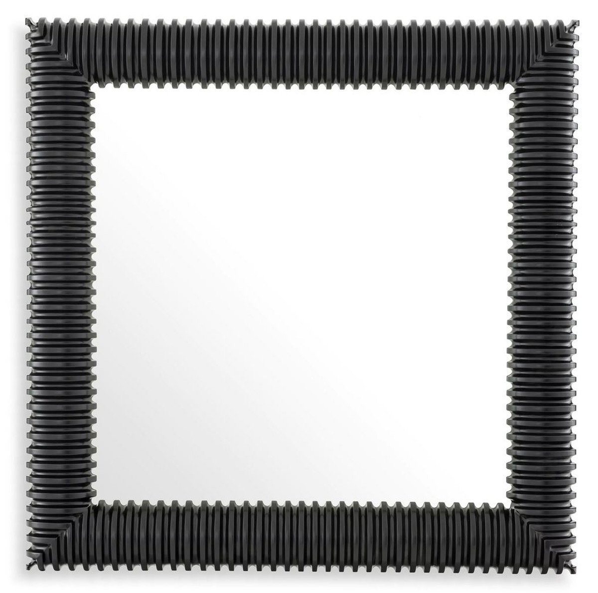 Casa Padrino Wandspiegel Luxus Wandspiegel Schwarz 100 x 6 x H. 100 cm - Quadratischer Spiegel mit hochwertigem Mahagoni Rahmen - Wohnzimmer Spiegel - Schlafzimmer Spiegel - Garderoben Spiegel - Luxus Möbel von Casa Padrino