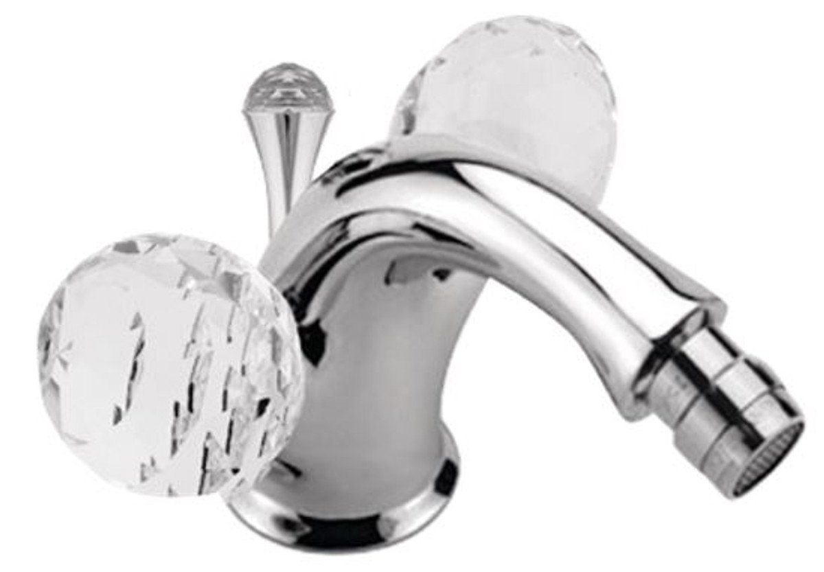 Casa Padrino Wannenarmatur Luxus Badewannenarmatur mit Swarovski Kristallglas Silber 12 x H. 10,5 cm - Luxus Bad Zubehör Made in Italy von Casa Padrino