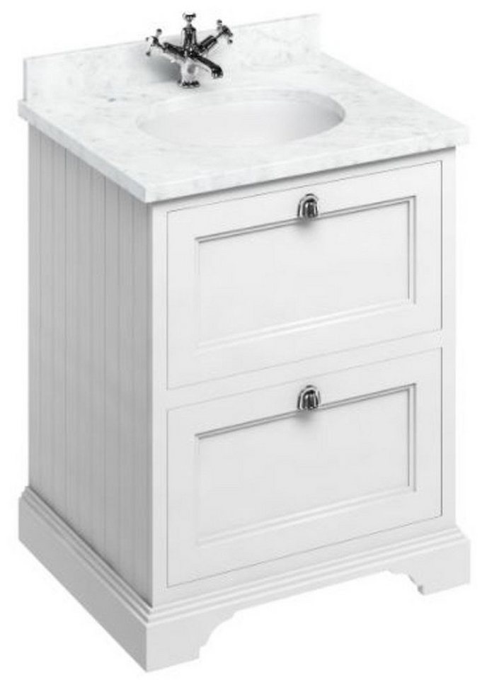 Casa Padrino Waschtisch Waschschrank / Waschtisch mit Marmorplatte und 2 Schubladen - Luxus Edition von Casa Padrino