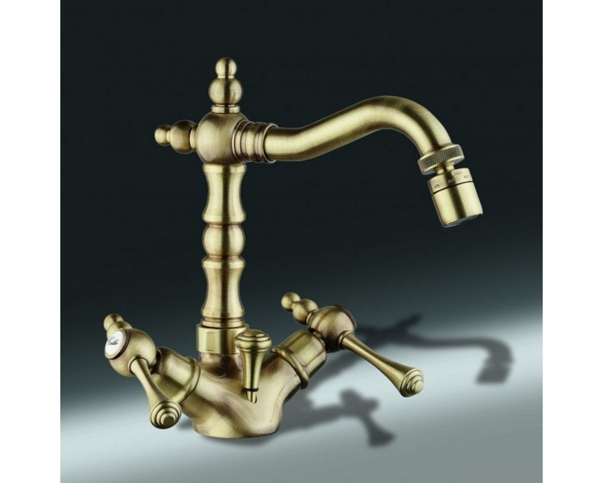 Casa Padrino Waschtischarmatur Luxus Bad Zubehör - Jugendstil Retro Bidet Armatur Einlochbatterie Altgold / Bronze Serie Milano - Made in Italy von Casa Padrino