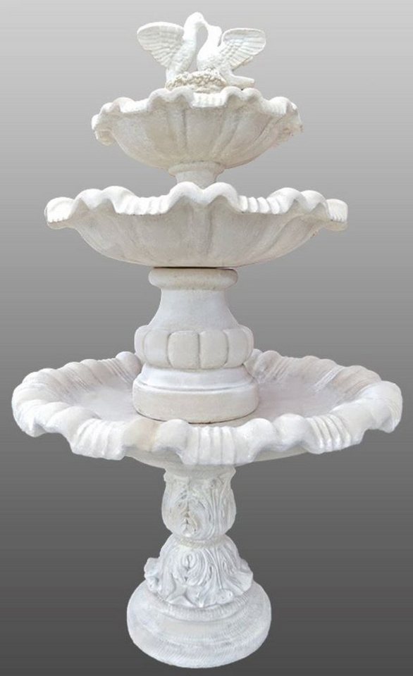 Casa Padrino Wasserspiel Jugendstil Gartenbrunnen / Springbrunnen Ø 130 x H. 205 cm - Kunststein Brunnen mit dekorativen Tauben von Casa Padrino