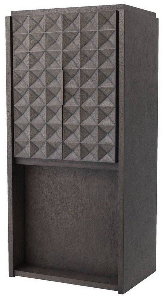 Casa Padrino Weinschrank Luxus Weinschrank Mokkafarben / Bronze 81,5 x 56 x H. 171 cm - Massivholz Barschrank mit 2 Türen und 3D Effekt in den Fronten - Barmöbel - Luxus Qualität von Casa Padrino