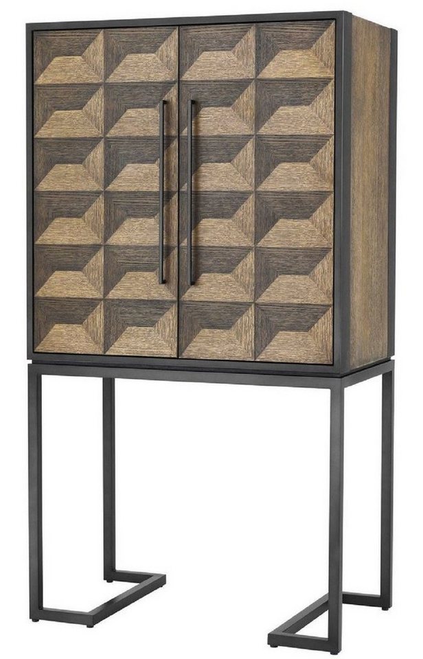 Casa Padrino Weinschrank Luxus Weinschrank mit 2 Türen Braun / Dunkelbraun / Schwarz 95 x 58 x H. 168,5 cm - Barmöbel - Luxus Qualität von Casa Padrino