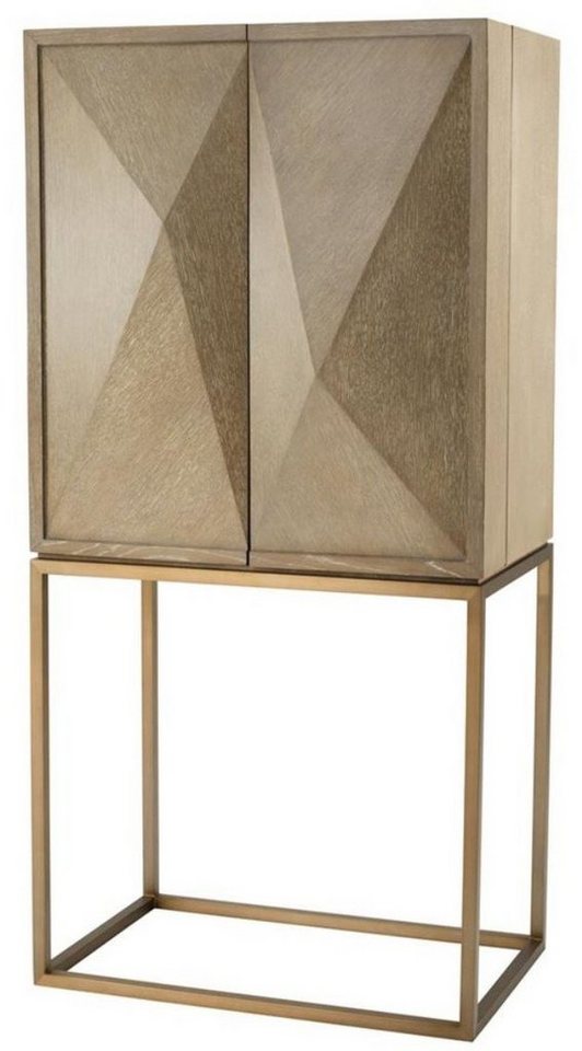 Casa Padrino Weinschrank Luxus Weinschrank mit 2 Türen Braun / Messing 81,5 x 50,5 x H. 168 cm - Luxus Qualität von Casa Padrino