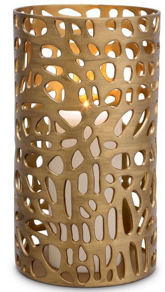 Casa Padrino Windlicht Designer Windlicht / Kerzenleuchter Messing Finish 23 x H. 42 cm - Luxus Windlicht von Casa Padrino