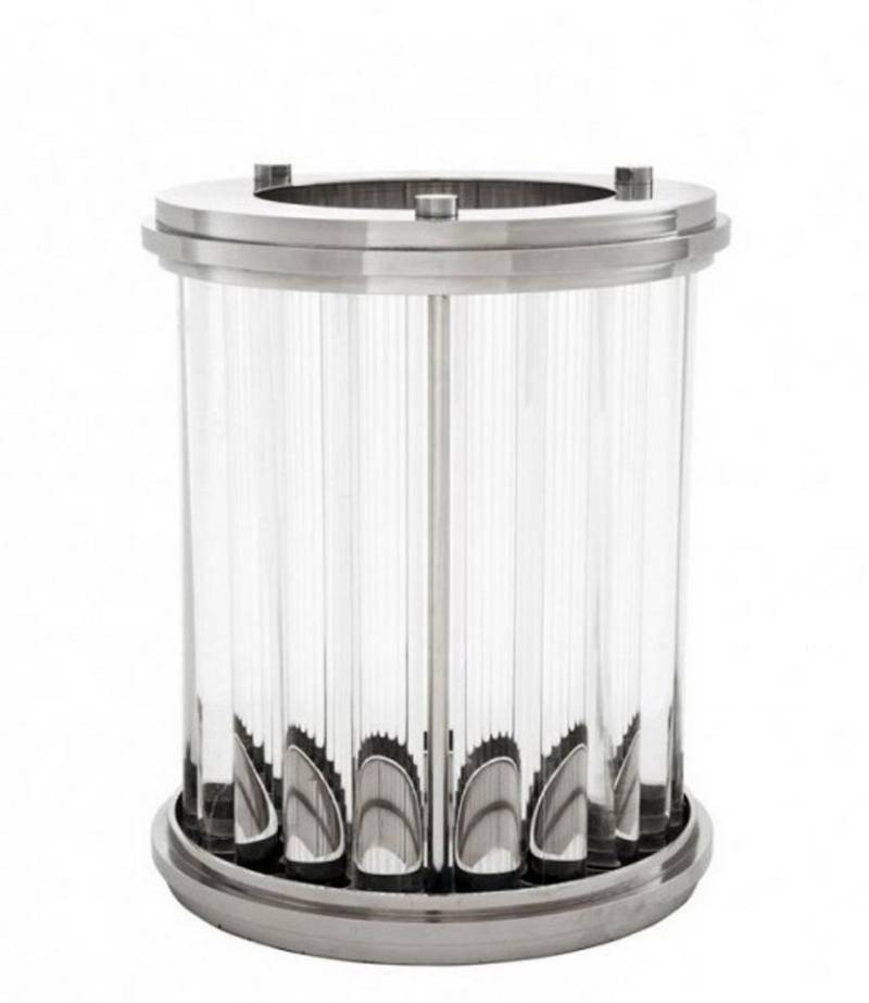 Casa Padrino Windlicht Luxus Windlicht / Kerzenleuchter Nickel Finish 26,5 x H. 33,5 cm - Designer Windlicht von Casa Padrino