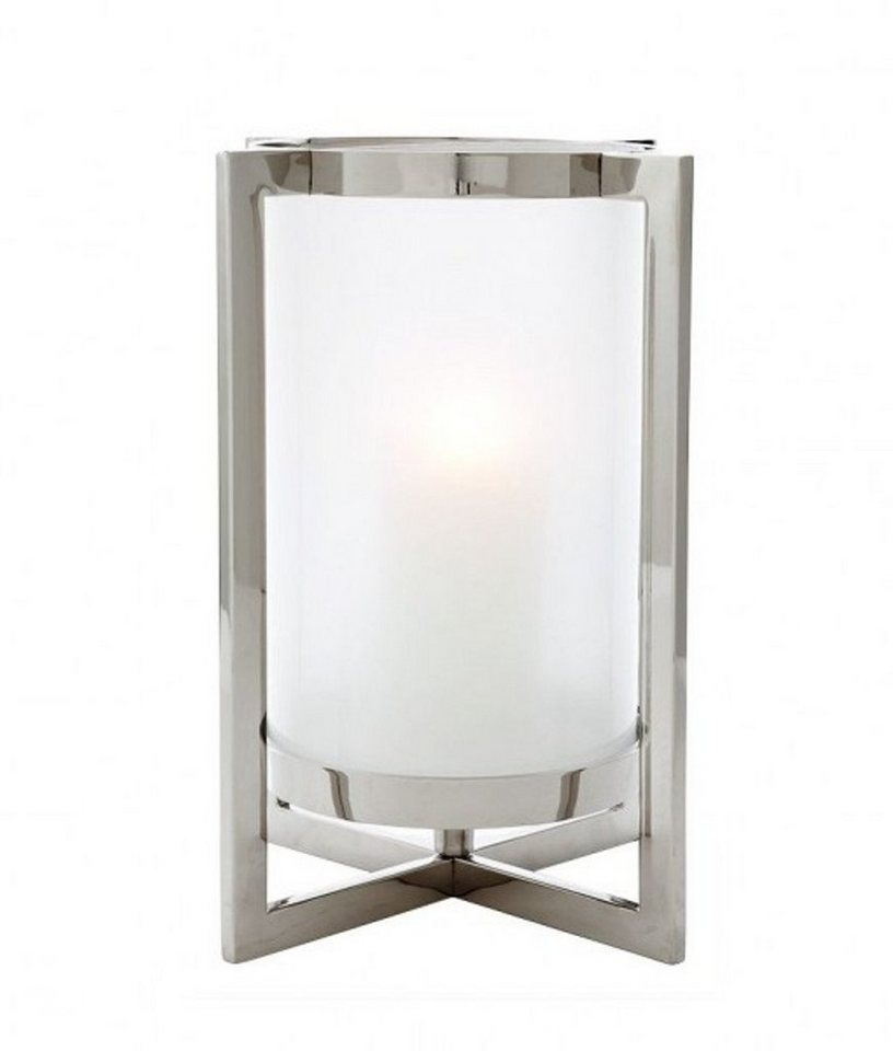Casa Padrino Windlicht Luxus Windlicht / Kerzenleuchter Nickel Finish 36 x H. 46 cm - Luxus Accessoires von Casa Padrino