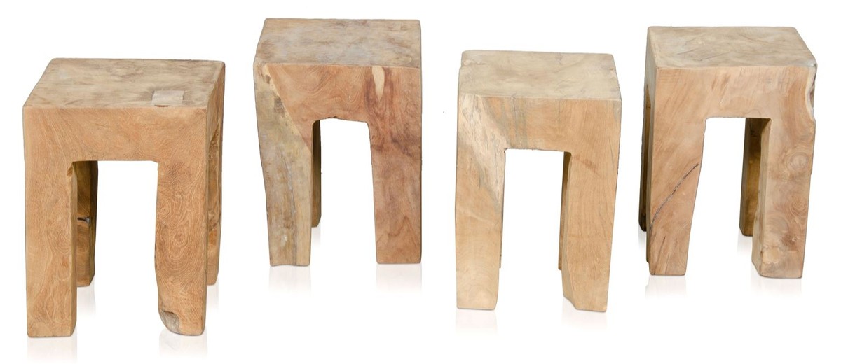 Casa Padrino Wohnzimmer Beistelltisch Naturfarben 31 x 31 x H. 40 cm - Luxus Kollektion von Casa Padrino