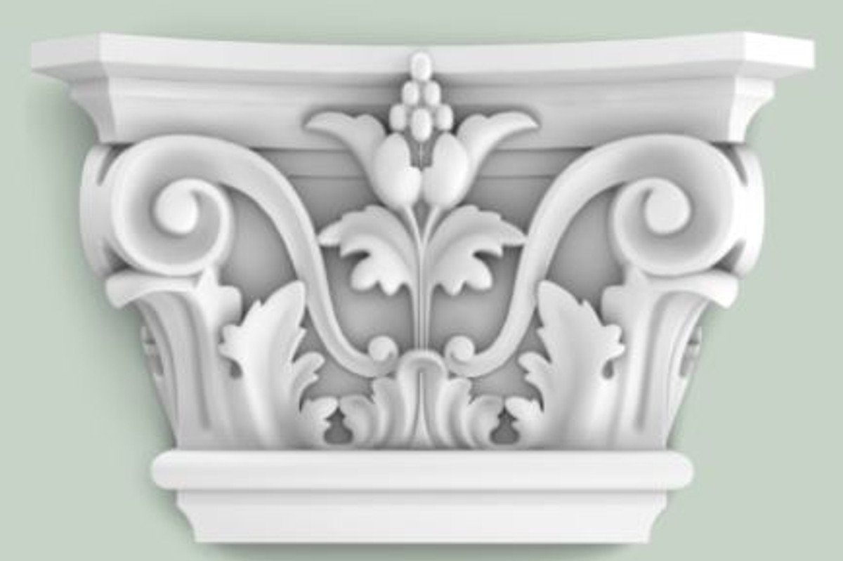 Casa Padrino Zierleiste Barock Zierelement Säulen Kopfteil Weiß 22,8 x 6,2 x H. 14,9 cm - Wanddeko im Barockstil von Casa Padrino