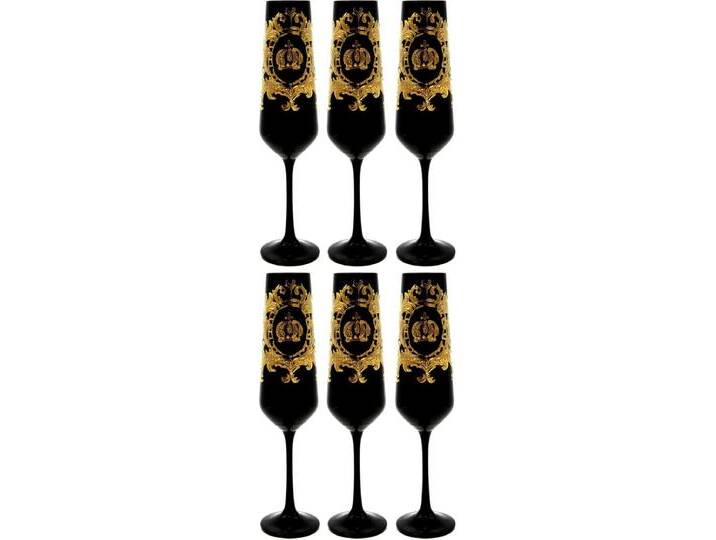 Pompöös by Casa Padrino Luxus Champagner Glas Set Schwarz / Gold Ø 6 x H. 25 cm - Gläser mit 24 Karat Vergoldung - Pompööse Gläser designed by Harald Glööckler von Casa Padrino
