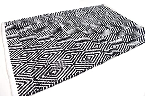 Casa Service DORA Teppich aus Baumwolle, Jaquard, waschbar, für Bad und Küche (50 x 80 cm, Schwarz) von Casa Service