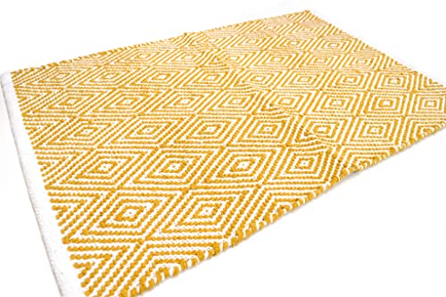 Casa Service Dora Teppich aus Baumwolle, rutschfest, Jaquard, waschbar, für Bad und Küche (50 x 80 cm, Gelb) von Casa Service