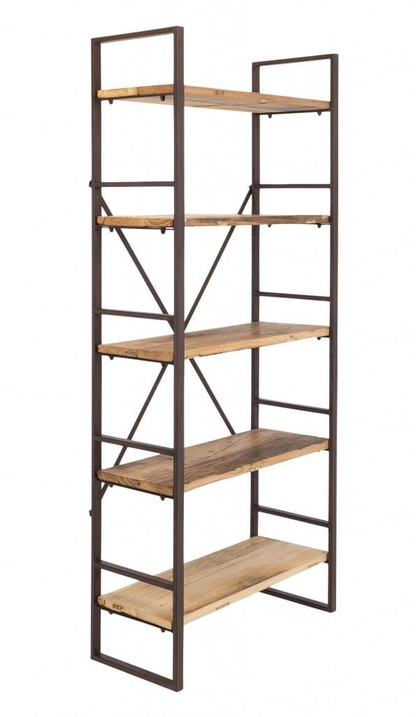 Regal Eisenregal ROSSINO Antik Braun, 5 Fächer aus alten Ulmenholz von Casa Verona