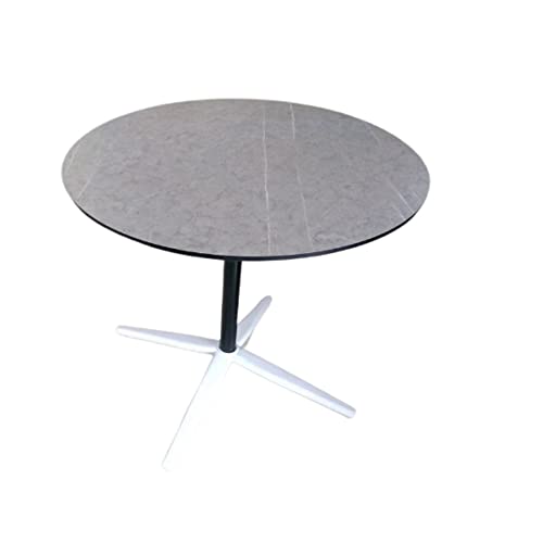 Casa Vital Esstisch BARCID, runde Tischplatte, aus MDF, 80 cm Durchmesser x 75 cm Höhe, graues Marmormuster, weiße Beine von Casa Vital