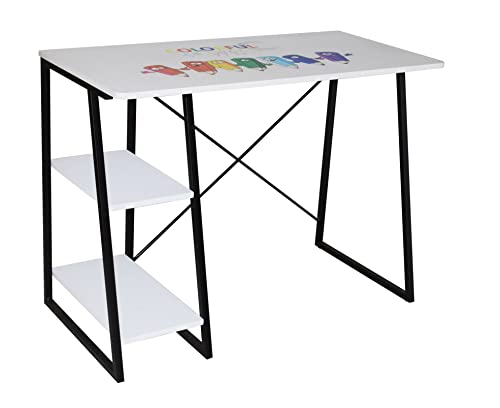 Casa Vital Schreibtisch FUCY, weiß und Schwarz, 102x50x75,5 cm, mit Zwei offenen Regalen von Casa Vital