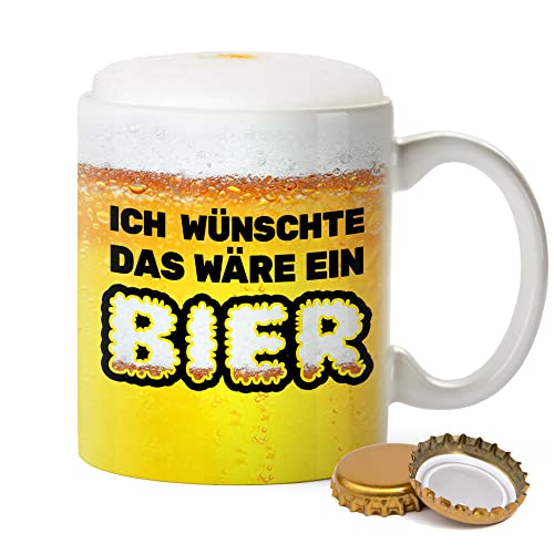 Bier Tasse mit Spruch, Ich wünschte das wäre ein Bier, Lustige Tassen, Kaffeetasse mit Spruch, Bier Geschenke für Männer, 300 ml Kaffeebecher, Bier Geschenk, Teetasse, Vatertagsgeschenk von Casa Vivente