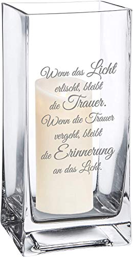 Blumenvase mit Gravur zum Trost, Vase aus Echtglas, Deko Windlicht, Trauergeschenk für Verwandte und Freunde von Casa Vivente