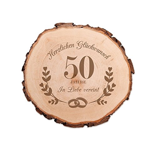 Casa Vivente Baumscheibe mit Gravur – Zur Goldenen Hochzeit – 50 Jahre in Liebe vereint – Scheibe aus Echtholz – Türschild und Wand-Deko – Geschenkidee für Paare zum 50. Hochzeitstag Casa Vivente Baumscheibe mit Gravur – Zur Goldenen Hochzeit – 50 Jahre in Liebe vereint – Scheibe aus Echtholz – Türschild und Wand-Deko – Geschenkidee für Paare zum 50. Hochzeitstag von Casa Vivente