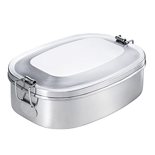 Casa Vivente Edelstahl Brotdose Kinder 800 ml, Lunchbox Erwachsene, Brotzeitbox Kinder, Vesperbox aus Metall, Brotbox mit Klemmgriffen, Jausenbox für Unterwegs von Casa Vivente