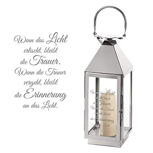 Casa Vivente Edelstahl Laterne mit Gravur für das Grab, Trauerlicht mit Inschrift, Dekoration für Haus und Garten, Grablicht Casa Vivente Edelstahl Laterne mit Gravur für das Grab, Trauerlicht mit Inschrift, Dekoration für Haus und Garten, Grablicht von Casa Vivente