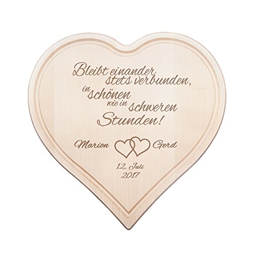 Casa Vivente Herzbrett aus Holz mit Gravur zur Hochzeit, Bleibt Einander, Personalisiert mit Namen und Datum, Motiv Herzen, Hochzeitsgeschenk für Paare Casa Vivente Herzbrett aus Holz mit Gravur zur Hochzeit, Bleibt Einander, Personalisiert mit Namen und Datum, Motiv Herzen, Hochzeitsgeschenk für Paare von Casa Vivente