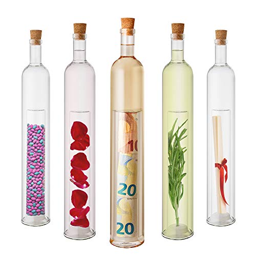 Casa Vivente Hohlraumflasche mit Korken als kreative Geschenkverpackung, Geldgeschenk zur Hochzeit, Geschenkflasche zum Befüllen, Flaschenpost Geschenk, Füllmenge: ca. 400 ml von Casa Vivente