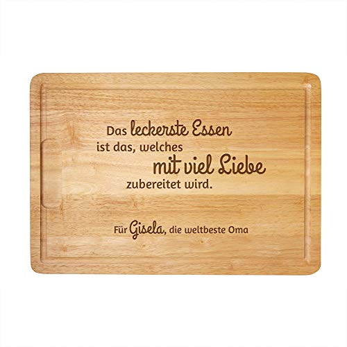 Casa Vivente Schneidebrett mit Gravur für die Weltbeste Oma, Personalisiert mit Namen, Küchenbrett aus Holz mit Saftrille, Geschenkidee für Frauen, Geburtstagsgeschenk von Casa Vivente