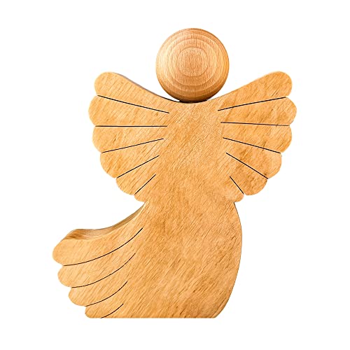 Engel Figur aus Holz, Holzengel Dekofigur, Geldgeschenk für Jungen und Mädchen, Schutzengel Figur, Deko Engel, Verpackung für Geldgeschenke, Holzfiguren Glücksbringer, Holzdeko Engelfigur von Casa Vivente