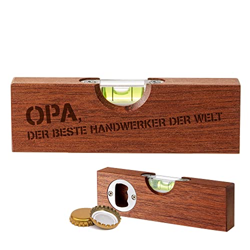 Flaschenöffner mit Wasserwaage und Gravur: Der beste Opa und Handwerker der Welt, Flaschenöffner für Opa, Meterstab, Beste Opa Geschenke, Opa Werkzeug, Vatertagsgeschenk Flaschenöffner von Casa Vivente