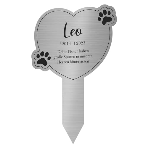 Gedenktafel für Katzen, Silberner Grabschmuck, Tiergrab Grabstecker, Erinnerungstafel mit Name und Lebensdauer, Grabkreuz mit Gravur, Andenken an verstorbene Katze, Grabgesteck in Herzform Gedenktafel für Katzen, Silberner Grabschmuck, Tiergrab Grabstecker, Erinnerungstafel mit Name und Lebensdauer, Grabkreuz mit Gravur, Andenken an verstorbene Katze, Grabgesteck in Herzform von Casa Vivente