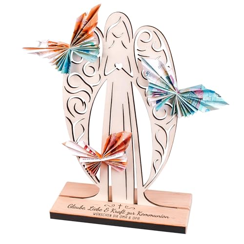 Schutzengel aus Holz zur Kommunion, personalisierte Geld Engel Figur mit Namen, DIY Geldgeschenkverpackung zum Selbstgestalten, Deko Holzengel als Geldgeschenk zur Erstkommunion Schutzengel aus Holz zur Kommunion, personalisierte Geld Engel Figur mit Namen, DIY Geldgeschenkverpackung zum Selbstgestalten, Deko Holzengel als Geldgeschenk zur Erstkommunion von Casa Vivente
