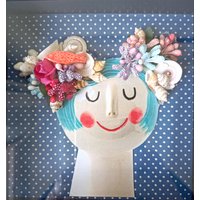 Papier Diorama Aus Keramik Bild - Wandkunst, Blumen, Papierblumen, Papierhandwerk, Kopfschuss, Gerahmtes Stück, Meerjungfrau, Collage von CasaAbril