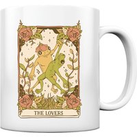 Kaffeetasse/Becher Mit Lustigem Tanzenden Froschpaar Im Tarot Design The Lovers Für Retro Cottagecore-Fans Und Froschliebhaber von CasaCorleone