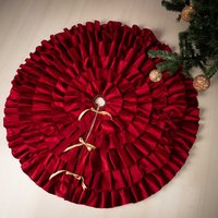 Roter Samt Geraffter Weihnachtsbaum Rock Roter Samt Geraffter Weihnachtsbaum Rock von CasaDeLinos