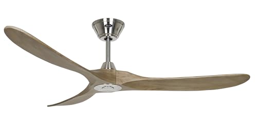 CasaFan Energiespar Deckenventilator mit Fernbedienung Eco Genuino Chrom gebürstet/Eiche mittel 152 cm von CasaFan