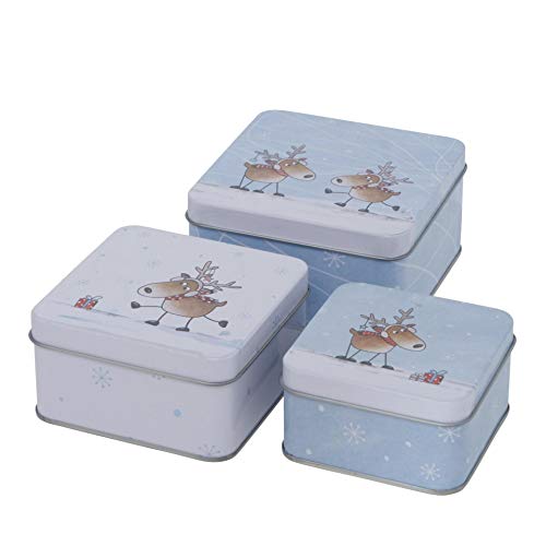 CasaJame 3er Set Metall Keksdose Plätzchendose eckig hellblau Rentier Elche sortiert 9-12cm CasaJame 3er Set Metall Keksdose Plätzchendose eckig hellblau Rentier Elche sortiert 9-12cm von CasaJame