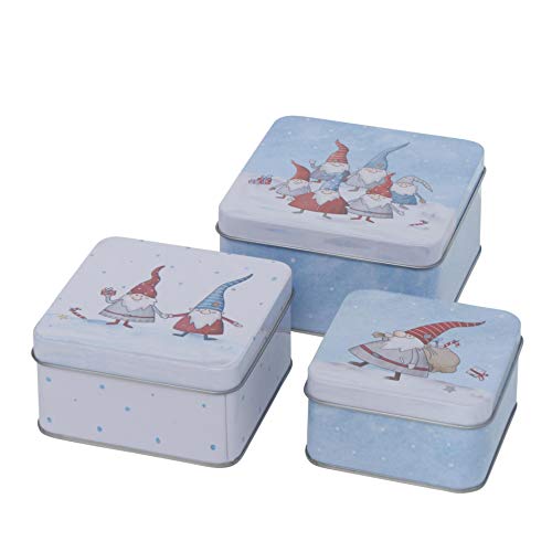 CasaJame 3er Set Metall Keksdose Plätzchendose eckig hellblau Weihnachtswichtel sortiert 9-12cm CasaJame 3er Set Metall Keksdose Plätzchendose eckig hellblau Weihnachtswichtel sortiert 9-12cm von CasaJame