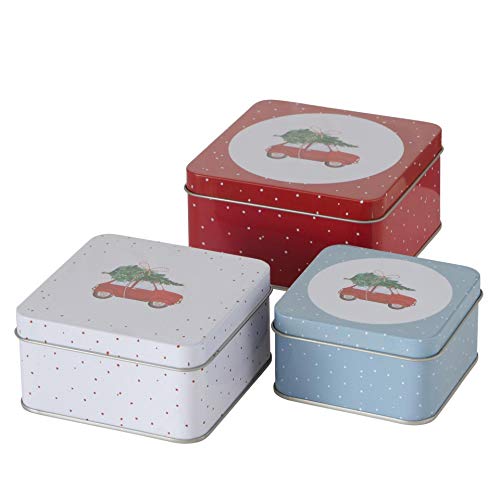 CasaJame 3er Set Metall Keksdose Plätzchendose eckig rot weiß hellblau Auto mit Weihnachtsbaum sortiert 9-12cm CasaJame 3er Set Metall Keksdose Plätzchendose eckig rot weiß hellblau Auto mit Weihnachtsbaum sortiert 9-12cm von CasaJame