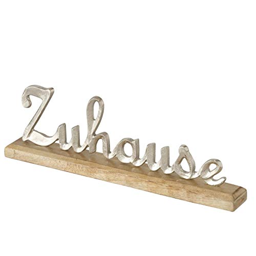 CasaJame Deko Schriftzug ZUHAUSE Metall, Dekobuchstaben Silber, Moderne Dekoration, Aufsteller 3D Schrift H13cm T6cm B41cm von CasaJame