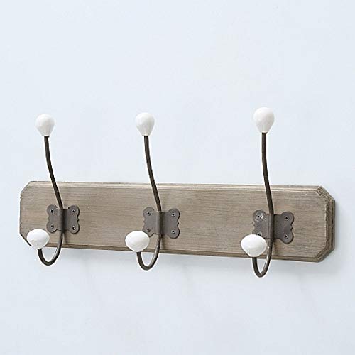 CasaJame Garderobenleiste Holz & Metall, 3 Wandhaken, Vintage Design, 10x48x21cm, stilvoll und funktional, perfekte Ergänzung für Ihr Zuhause von CasaJame