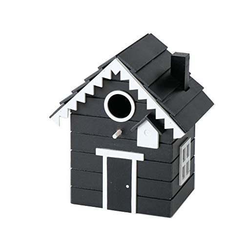 CasaJame Holz Vogelhaus für Balkon und Garten, Nistkasten, Haus für Vögel, Vogelhäuschen, schwarz 17x12,5x20cm von CasaJame