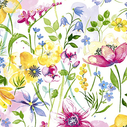 CasaJame Servietten (2er Set / 40Stück) 3-lagig 33x33cm Blumen Flower Print aquarell von CasaJame