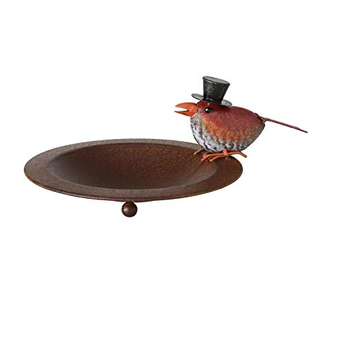 CasaJame Vogeltränke aus Eisen D22cm mit Vogel Figur, Vogelbad für den Garten, Dekoration Frühling Herbst von CasaJame