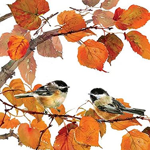 Servietten (2er Set / 40Stück) 3-lagig 33x33cm Herbst Herbstlaub Vögel von CasaJame