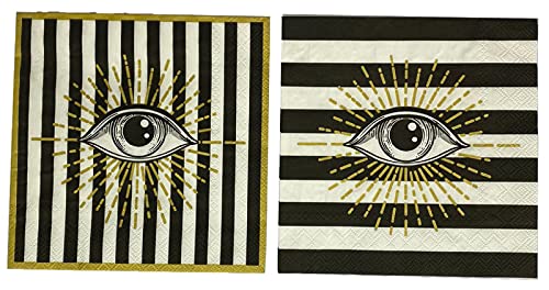 Servietten (2er Set / 40Stück) 3-lagig 33x33cm Sonnenauge Augen Eyecatcher schwarz weiß gestreift von CasaJame