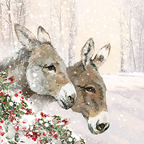 Servietten (2er Set / 40Stück) 3-lagig 33x33cm Xmas Weihnachten Winter Esel Burro von CasaJame