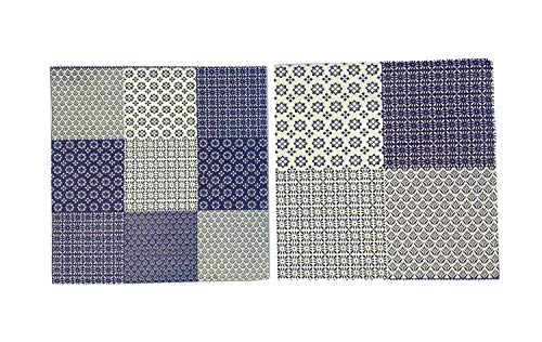 Servietten (2er Set / 40Stück) 3-lagig 33x33cm gemustert blau weiß Tiles sortiert von CasaJame