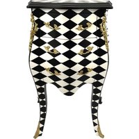 Casa Padrino Barock Kommode Karo Design Schwarz/Weiß Gold - Handgefertigte Barockstil Nachtkommode Mit 3 Schubladen von CasaPadrino