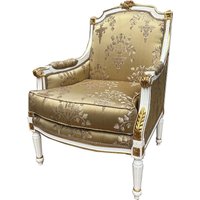 Casa Padrino Barock Lounge Thron Sessel Empire Gold Muster/Weiß - Interior Wohnzimmer Möbel von CasaPadrino